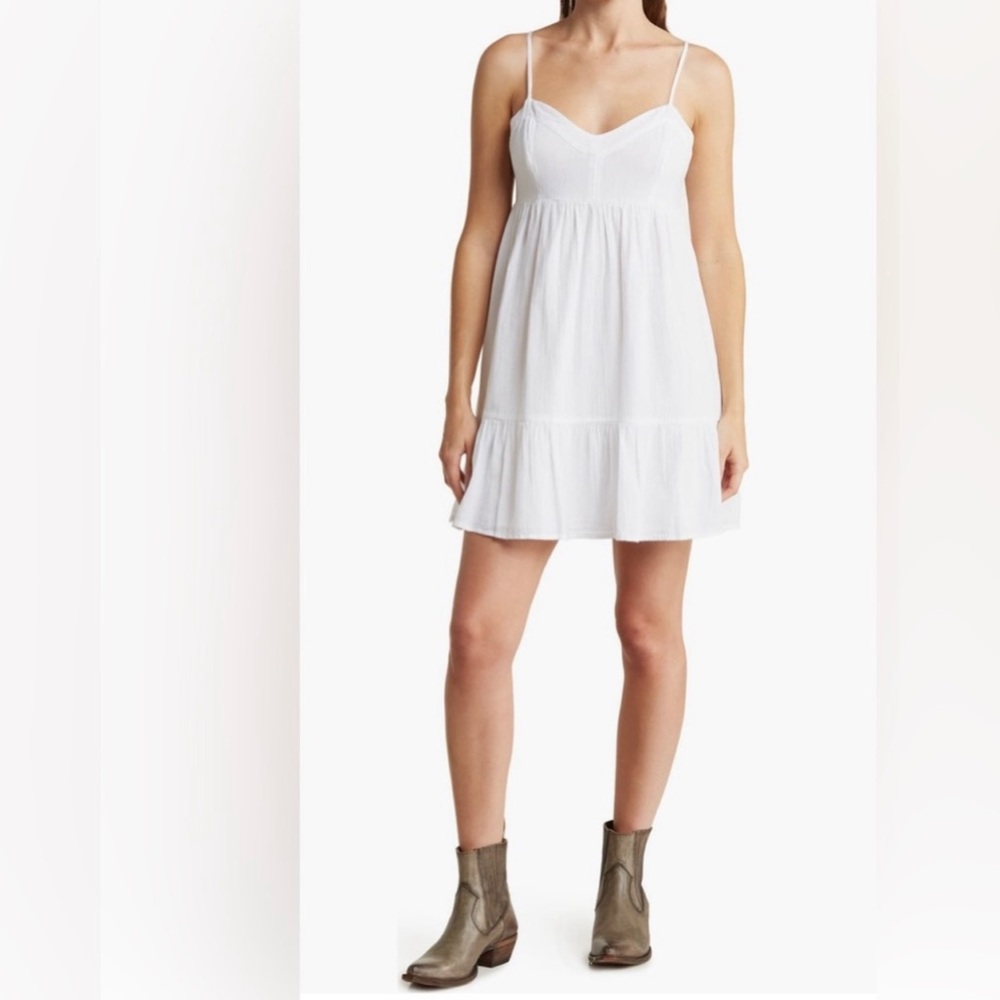 White Cotton Abound Sundress with Spaghetti Straps